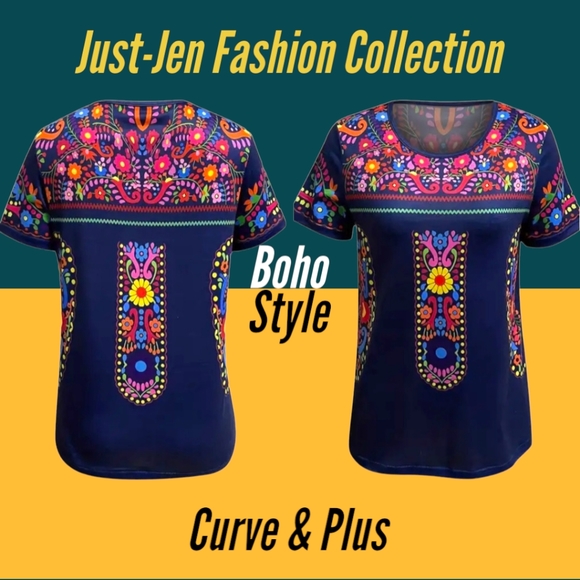 NWT!! Boho Beautiful Blue Multi-color Floral Casual Fashion Trendy Top!!💖😍💖 - Picture 5 of 12